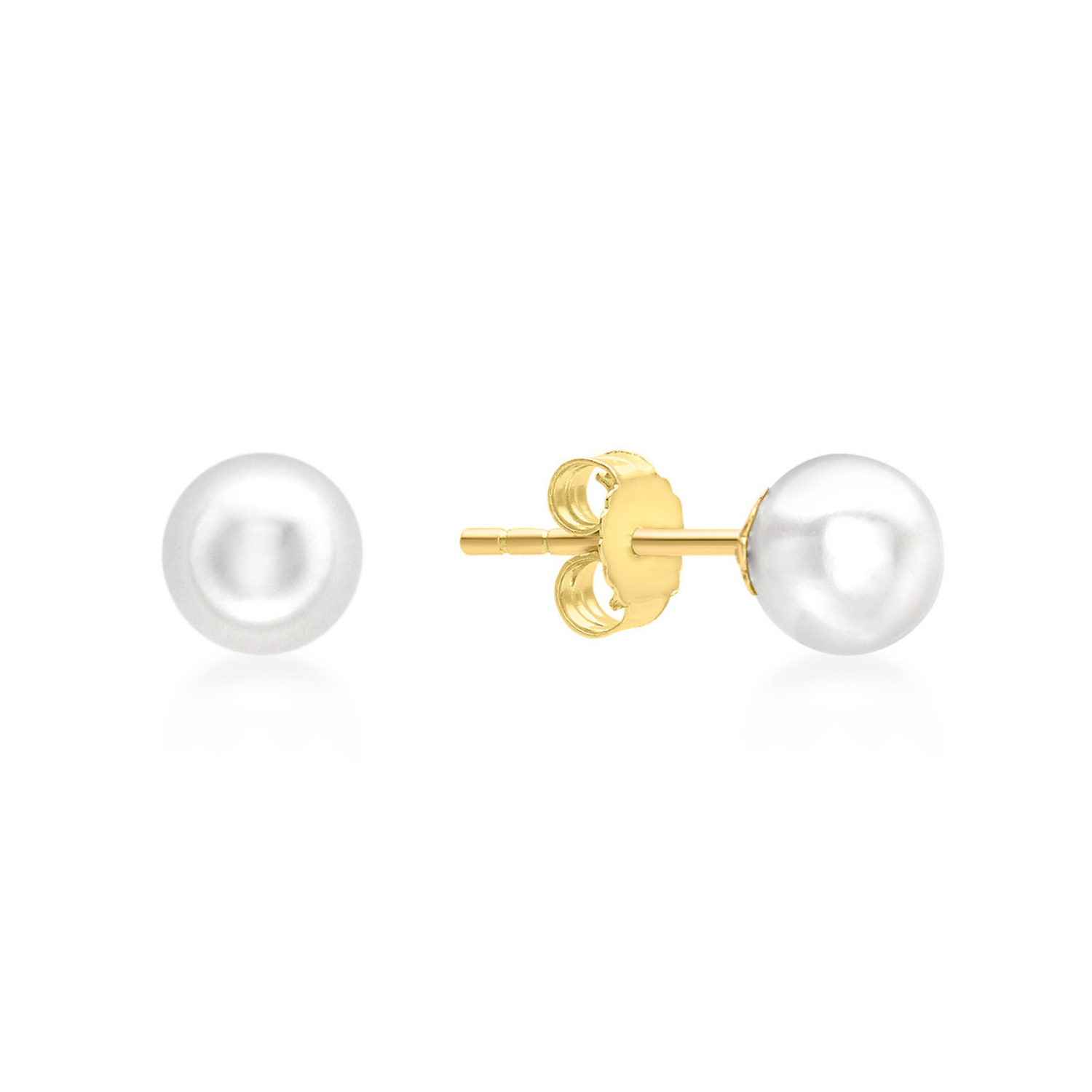 9k Yellow Gold 5mm Pearl Stud Earrings