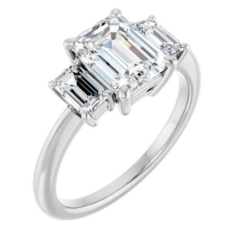 'Athena' Emerald Cut Trilogy Ring