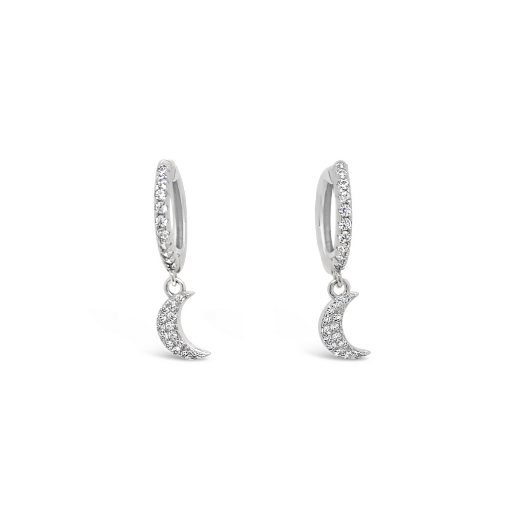 Sterling Silver Moon Sleeper Earrings