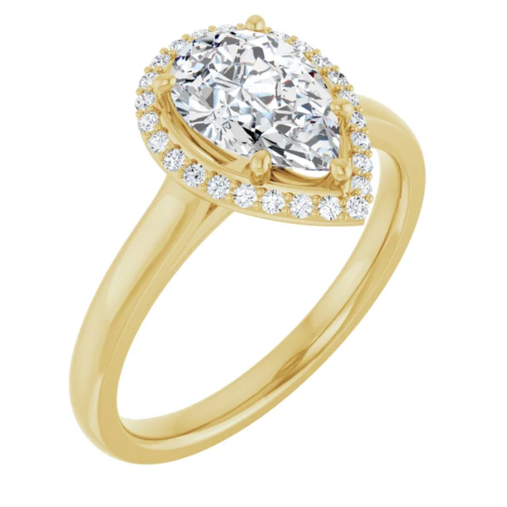 'Isabella' Pear Halo Ring