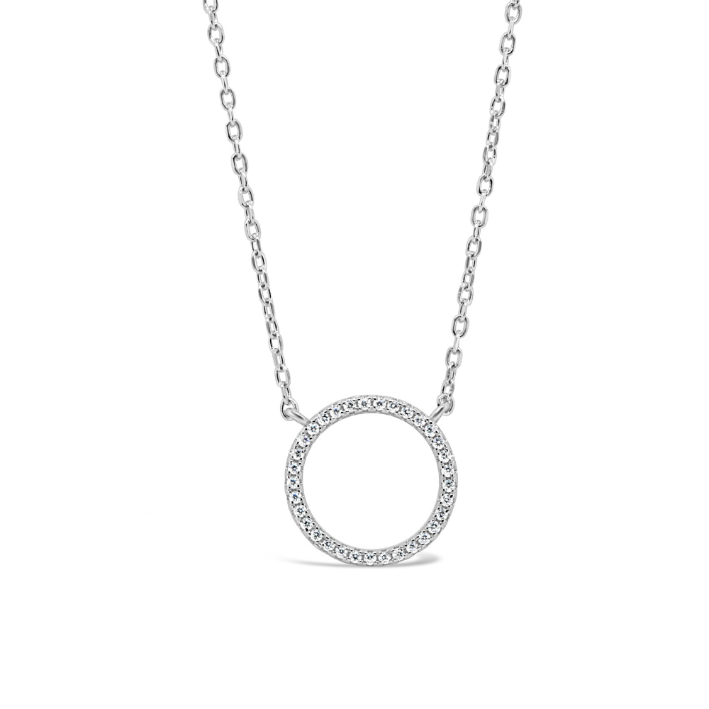 Sterling Silver CZ Circle Necklace