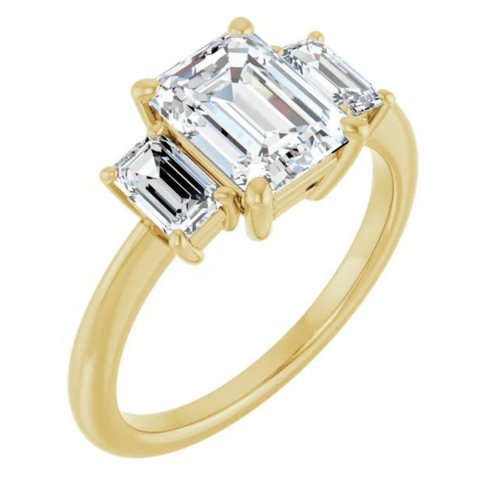 'Athena' Emerald Cut Trilogy Ring