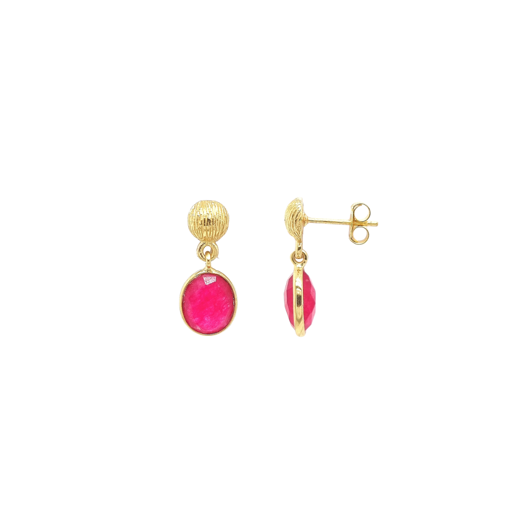 Gold Plated 'Helene' Ruby Quartz Earrings