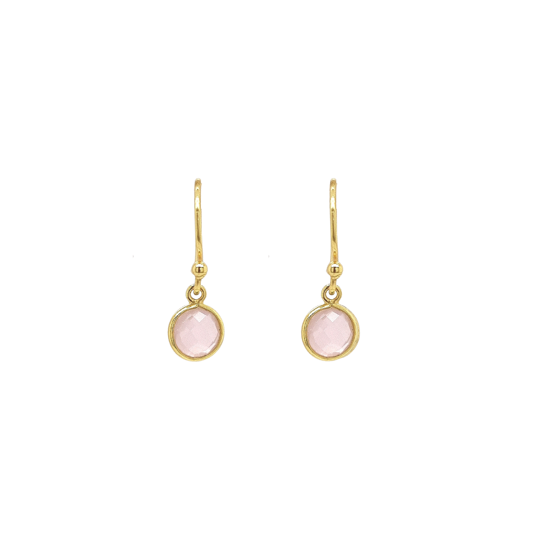 Gold Plated 'Lysithea' Rose Quartz Earrings