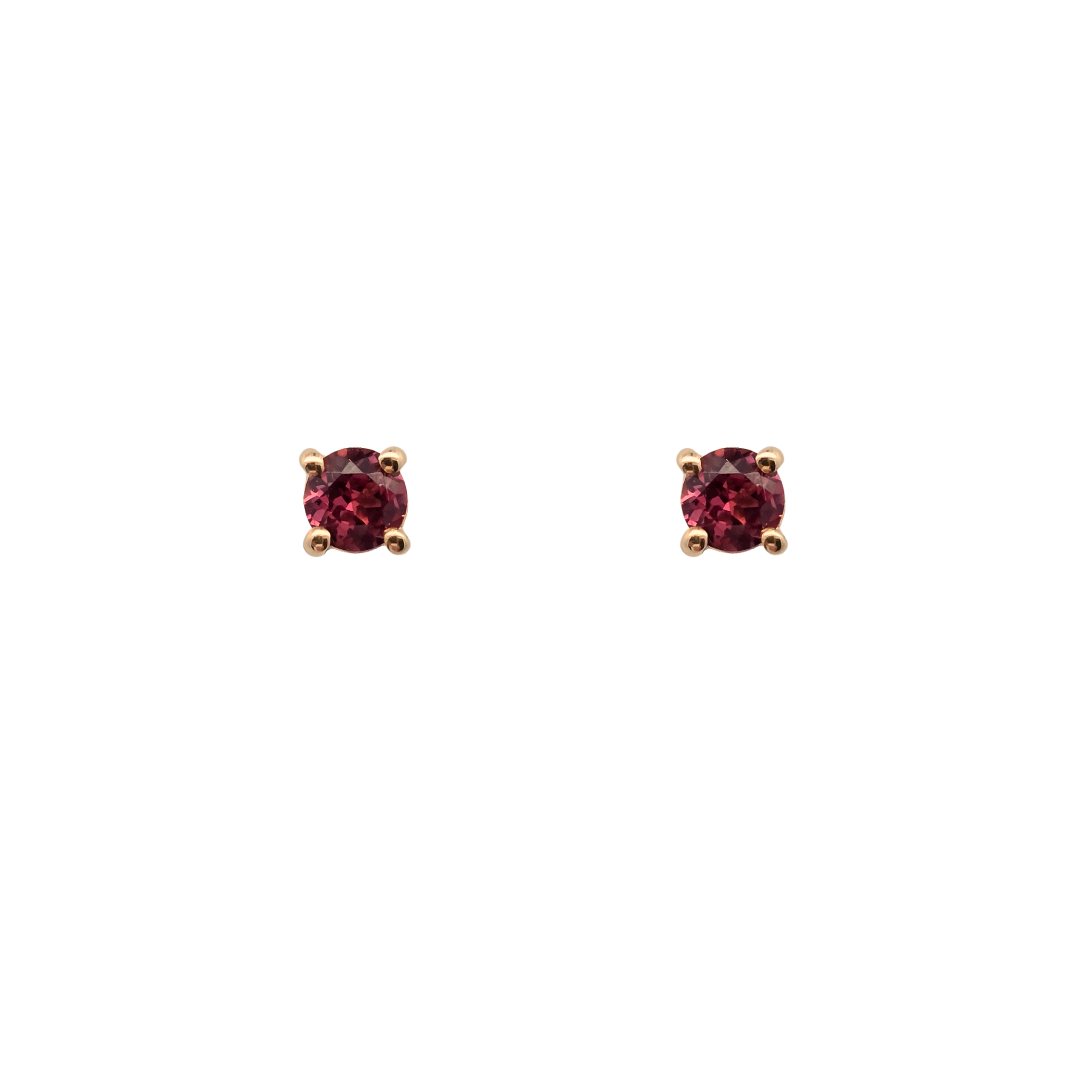 9k Yellow Gold 4mm Rhodolite Garnet Stud Earrings