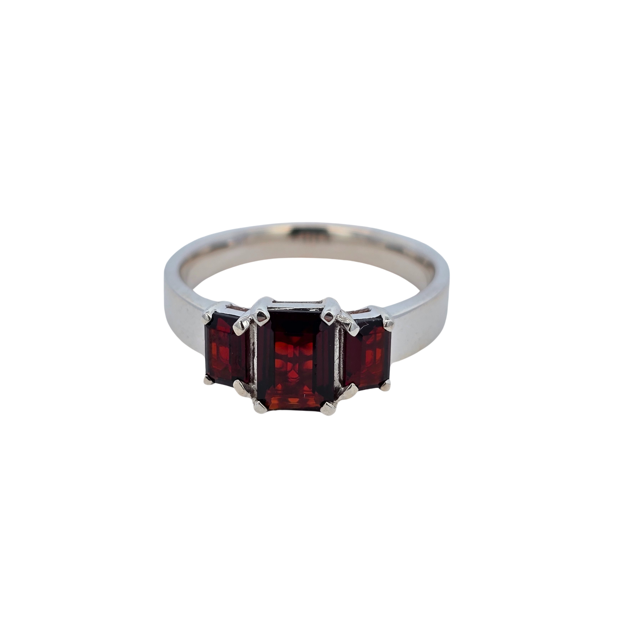 Sterling Silver Trilogy Garnet Ring