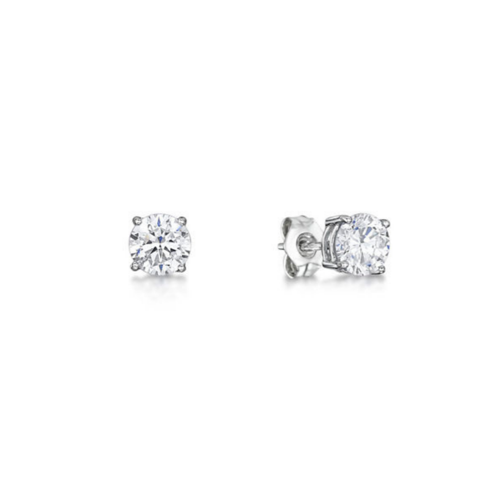 Sterling Silver 5mm 4 Claw Round CZ Stud Earrings