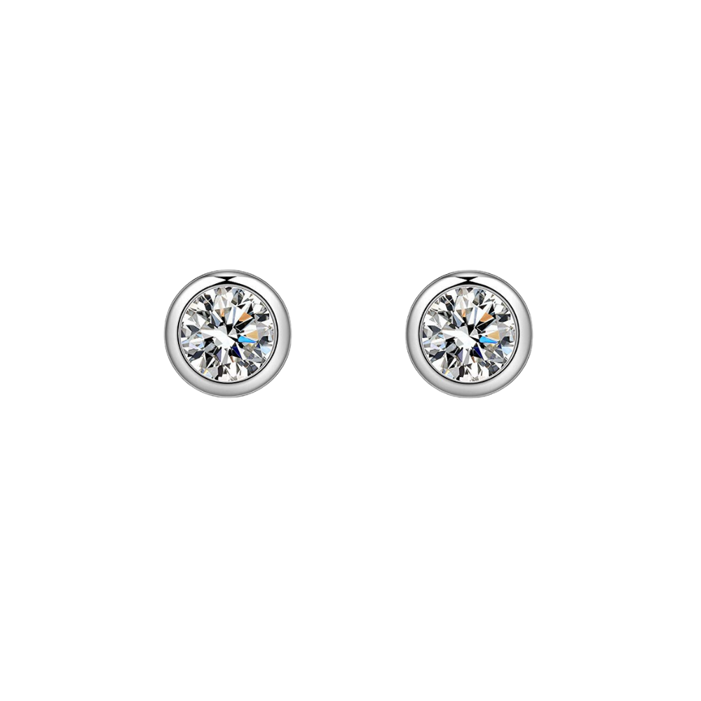 Sterling Silver 5mm CZ Bezel Stud Earrings