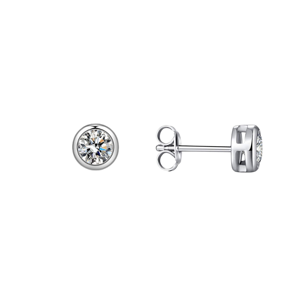 Sterling Silver 3mm CZ Bezel Stud Earrings