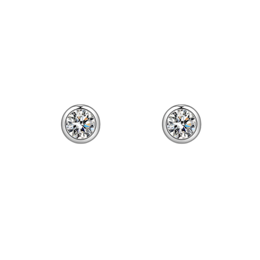 Sterling Silver 3mm CZ Bezel Stud Earrings