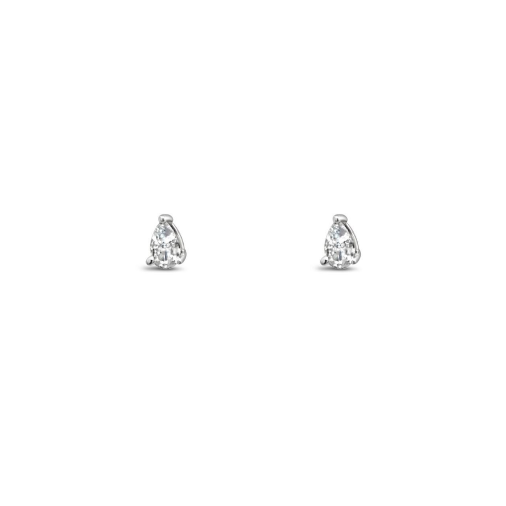 Sterling Silver  3x5mm Pear CZ Stud Earrings