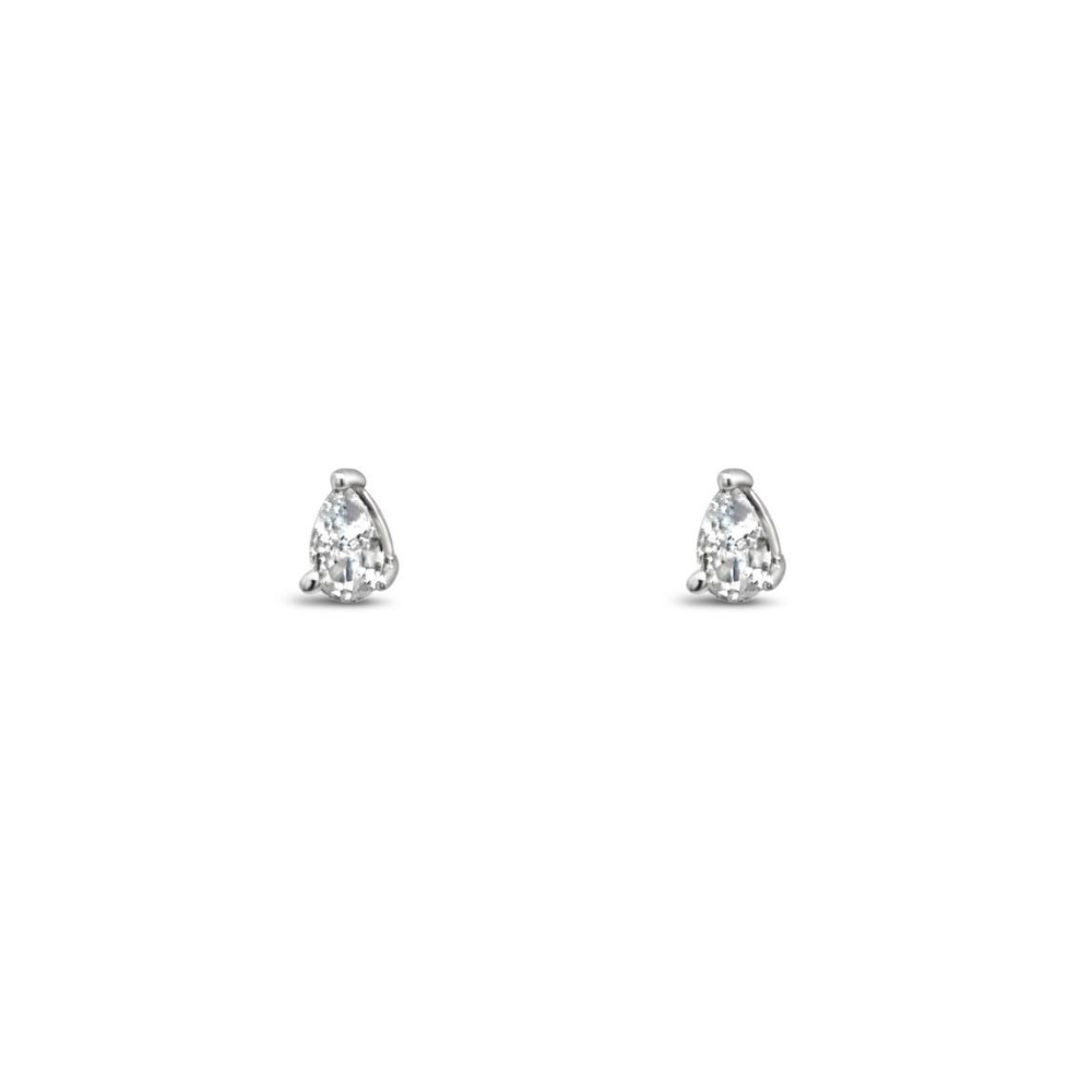 Sterling Silver 4x6mm Pear CZ Stud Earrings