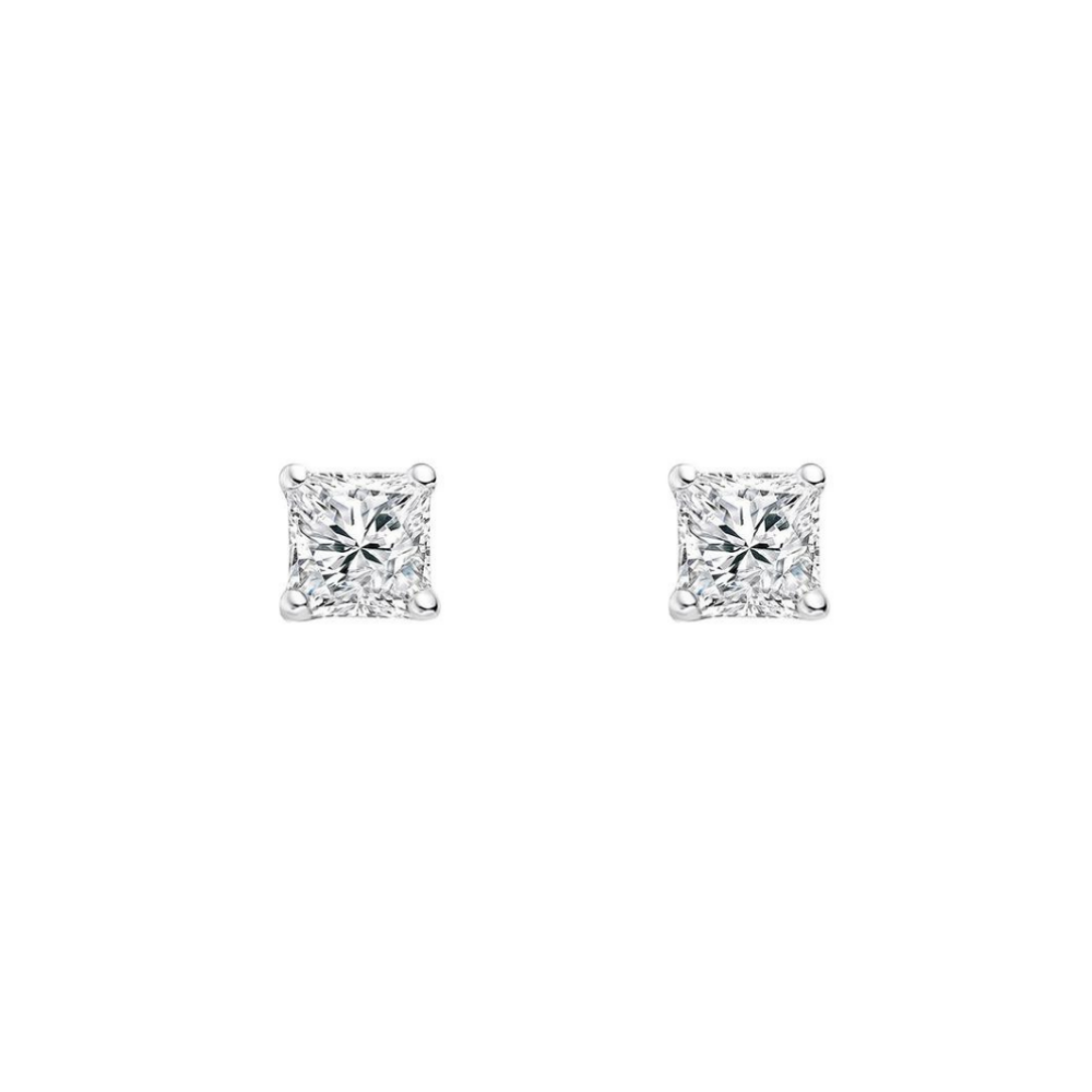 Sterling Silver Princess 6mm CZ Stud Earrings