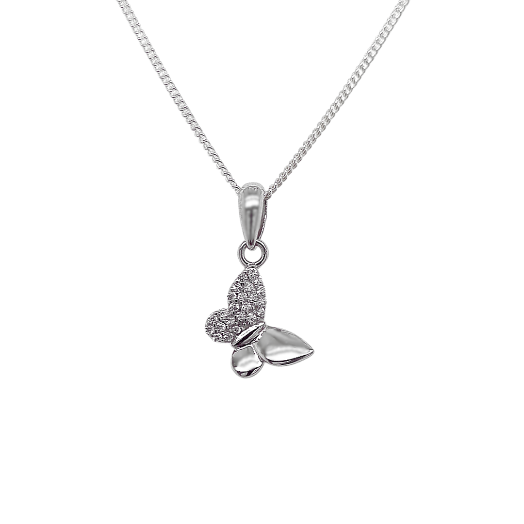 Sterling Silver Butterfly CZ Necklace