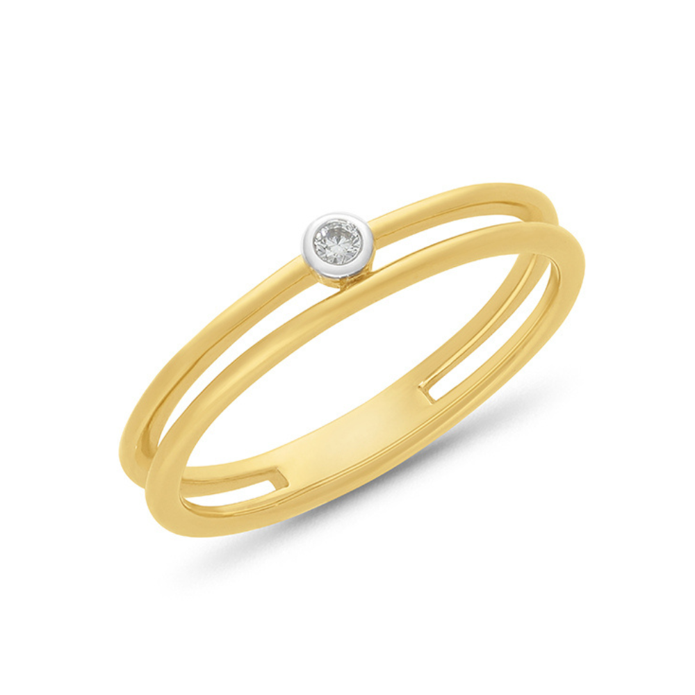 9k Yellow Gold Diamond Stacker Ring