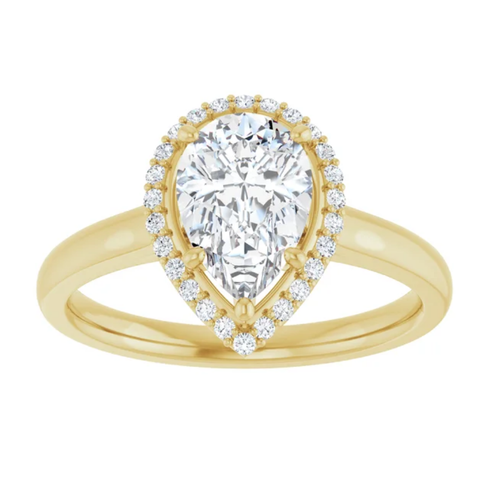 'Isabella' Pear Halo Ring