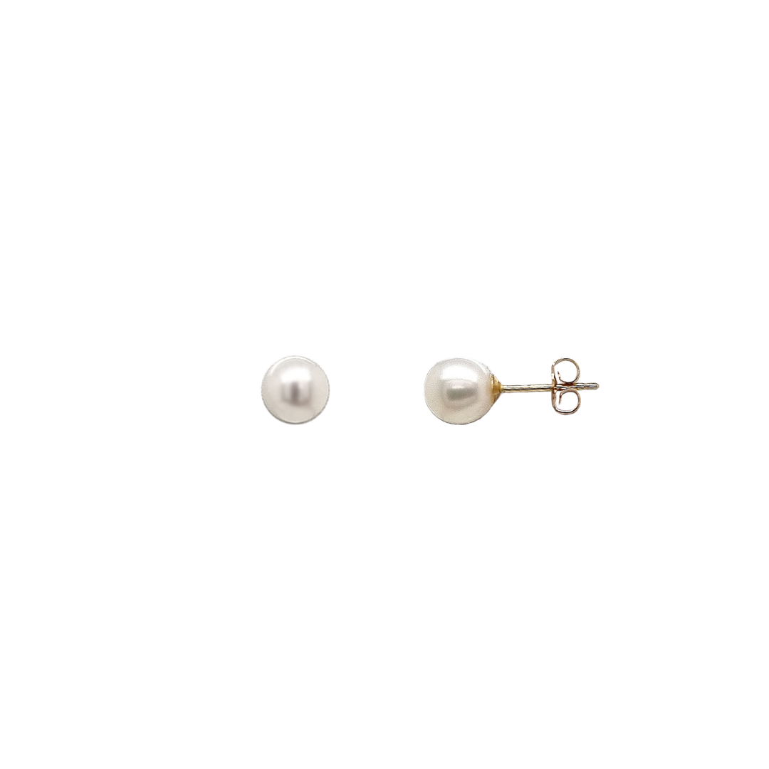 9k Yellow Gold 'Luna' 7mm Pearl Stud Earrings