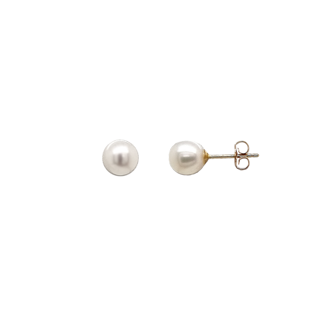 9k Yellow Gold 'Luna' 9mm Pearl Stud Earrings