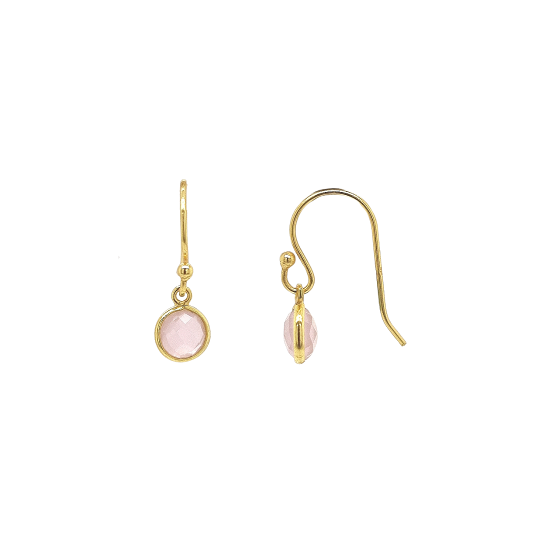 Gold Plated 'Lysithea' Rose Quartz Earrings