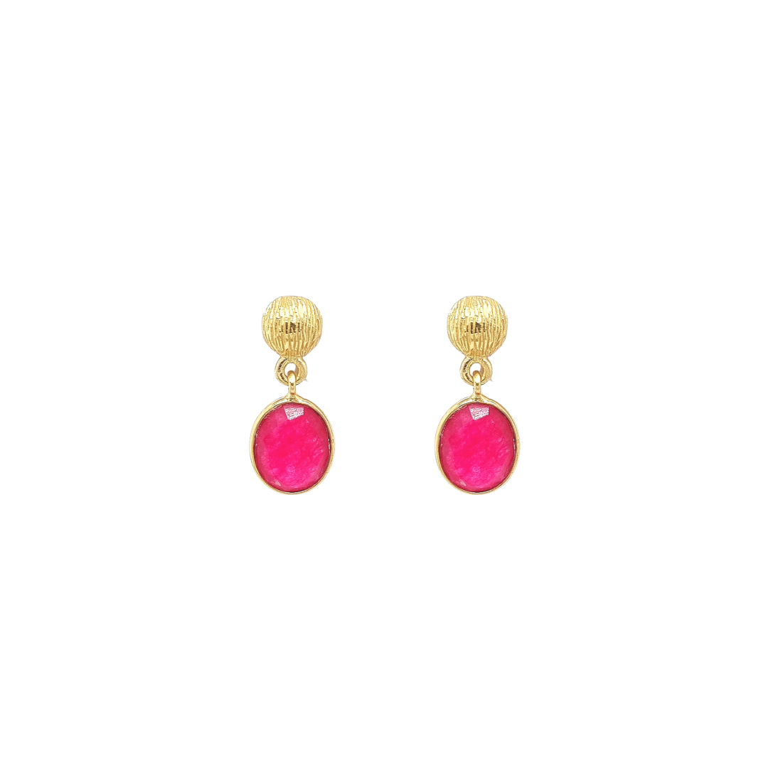 Gold Plated 'Helene' Ruby Quartz Earrings