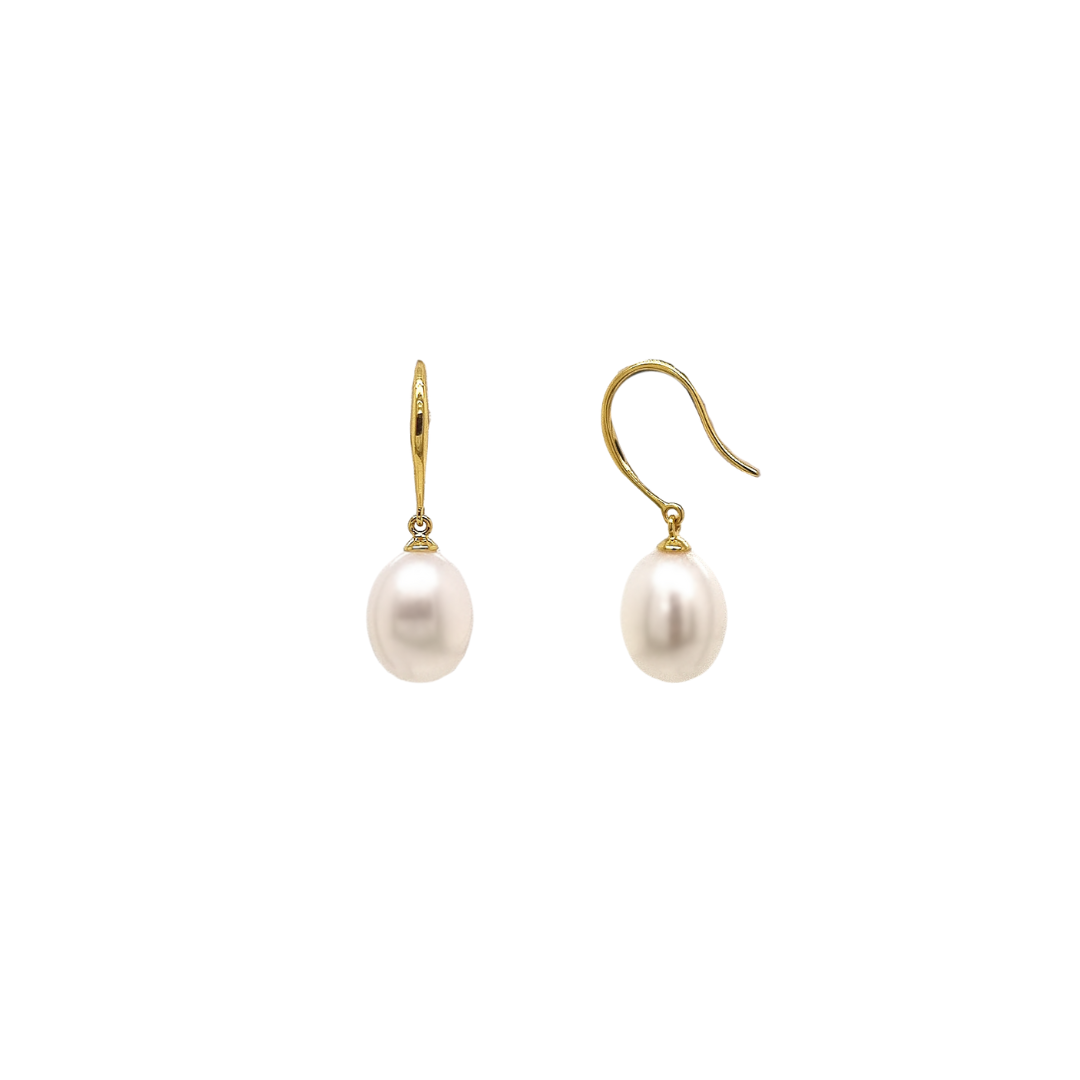 9ct Yellow Gold 'Whisper' Pearl Hook Earrings