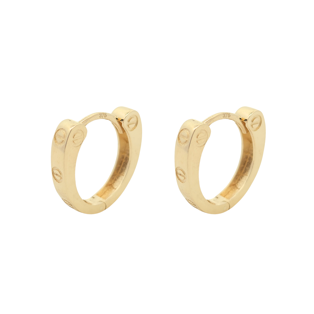 9k Yellow Gold Hoop Screw Hoop Earrings