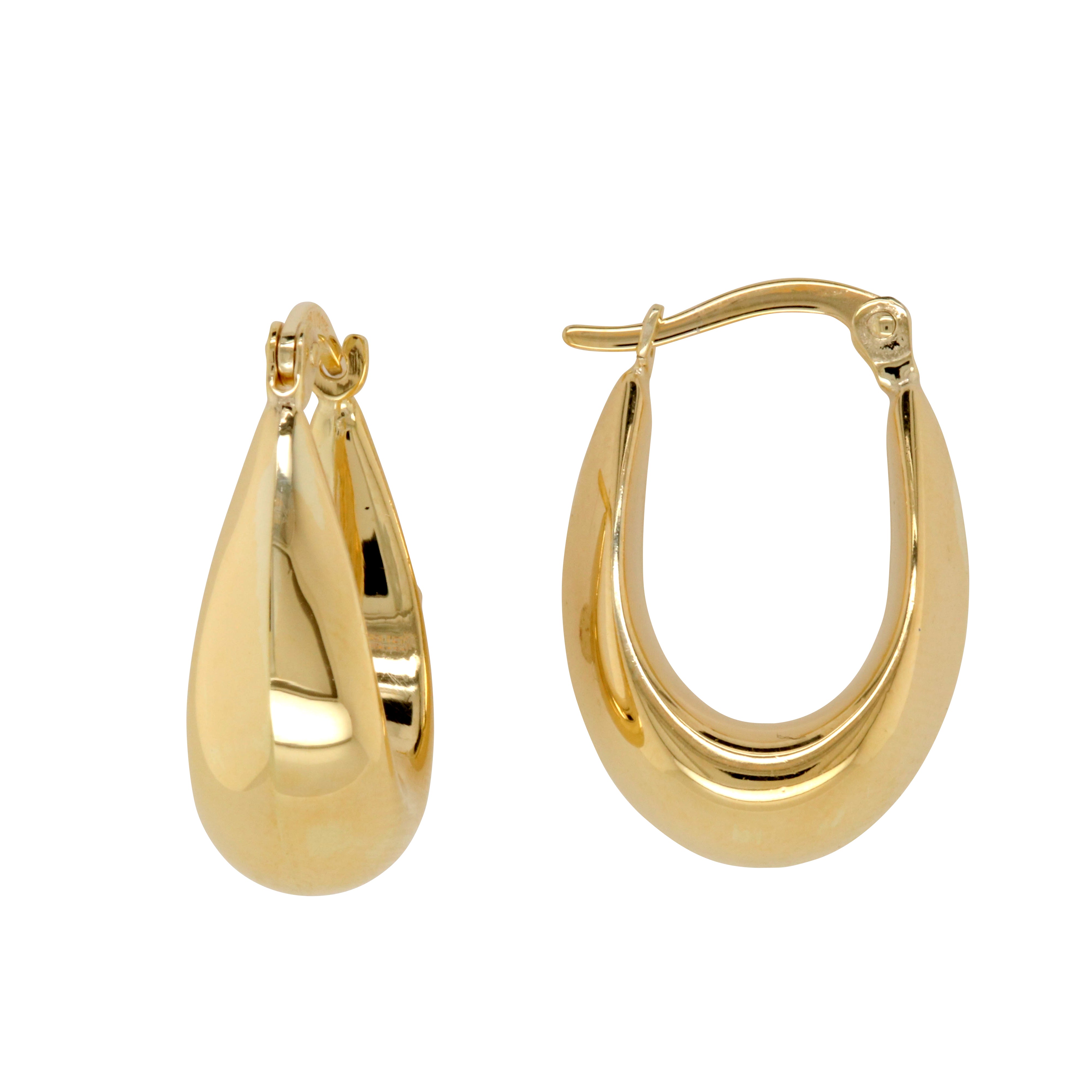 9k Yellow Gold Oval Hoop Earrings