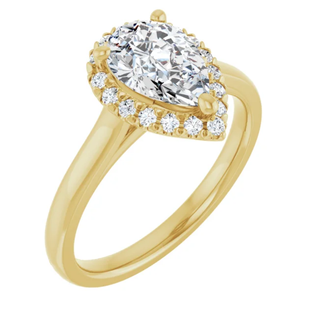 'Estelle' Pear Halo Ring