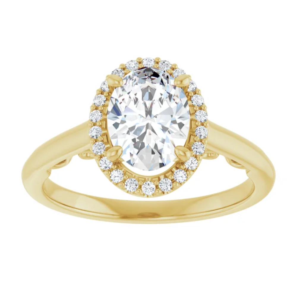 'Amara' Oval Halo Ring