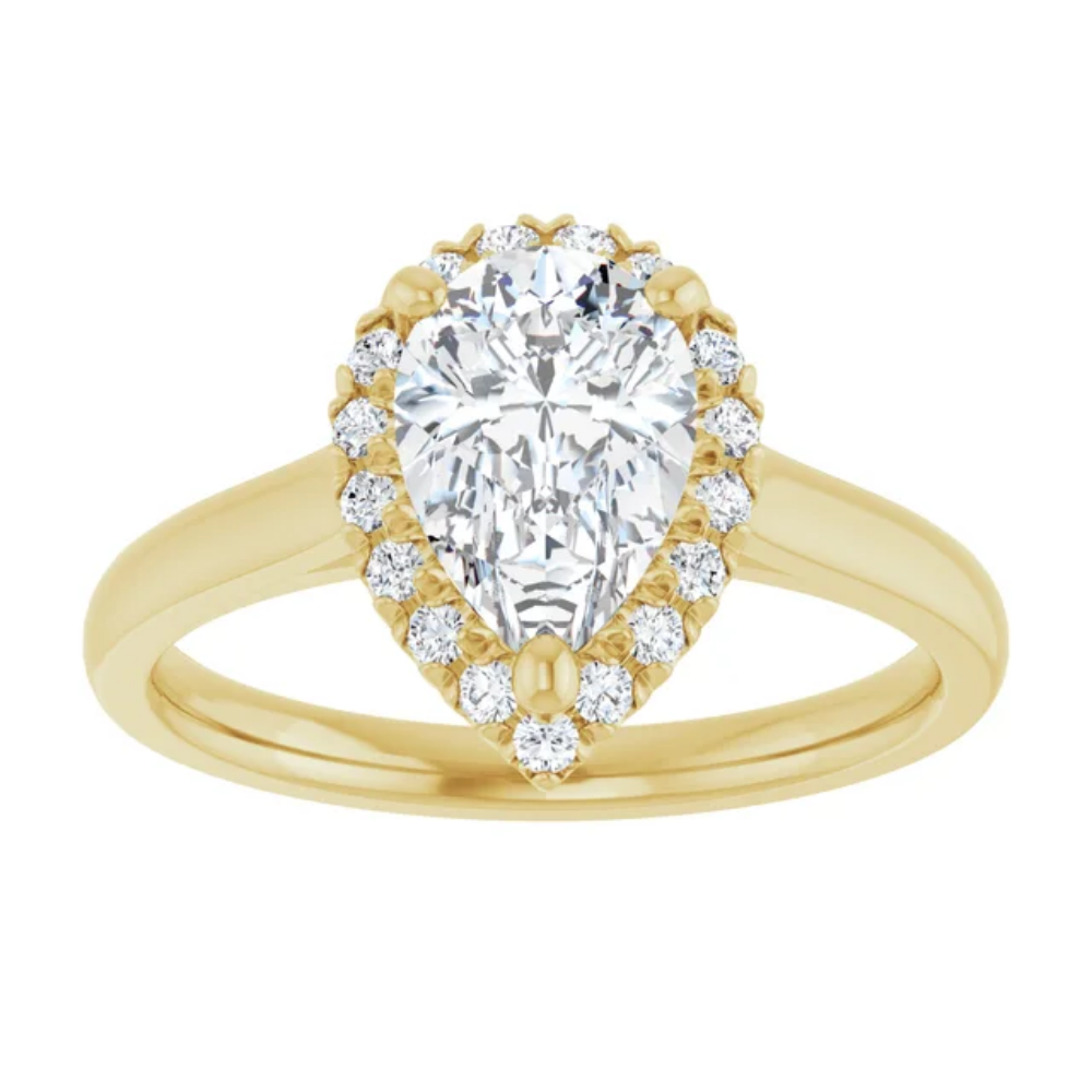 'Estelle' Pear Halo Ring