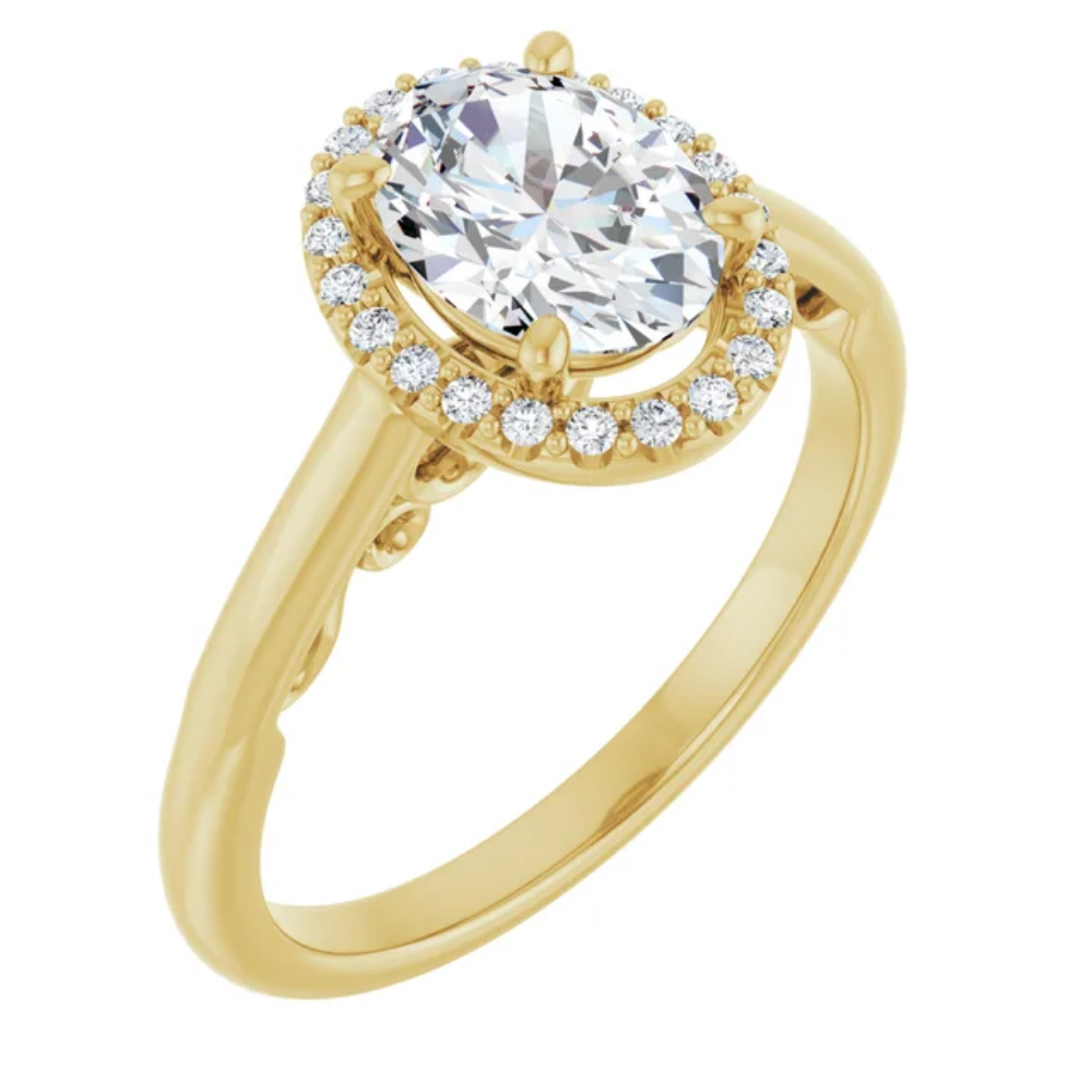 'Amara' Oval Halo Ring