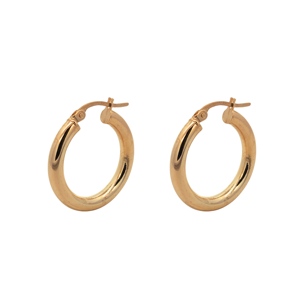 9k Yellow Gold Tube Hoop Earrings