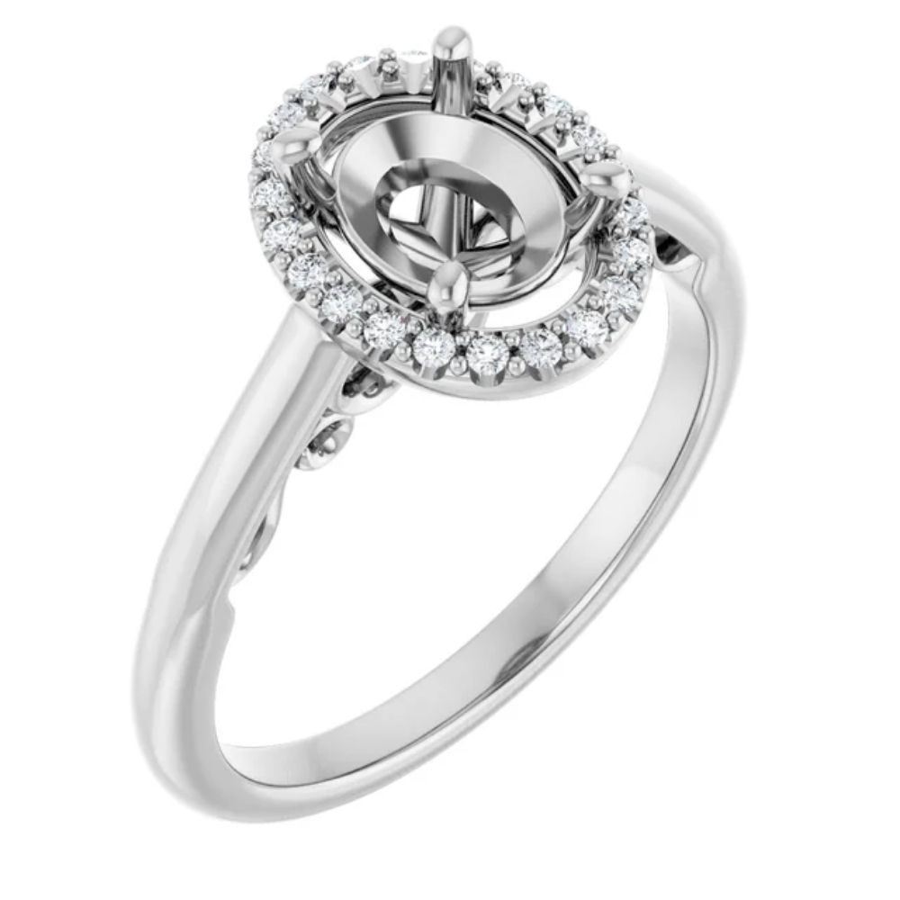 'Amara' Oval Halo Ring