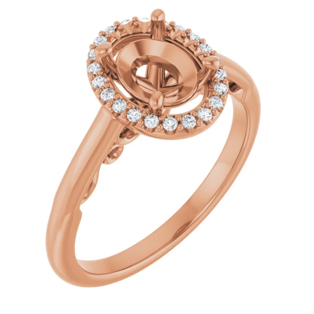 'Amara' Oval Halo Ring