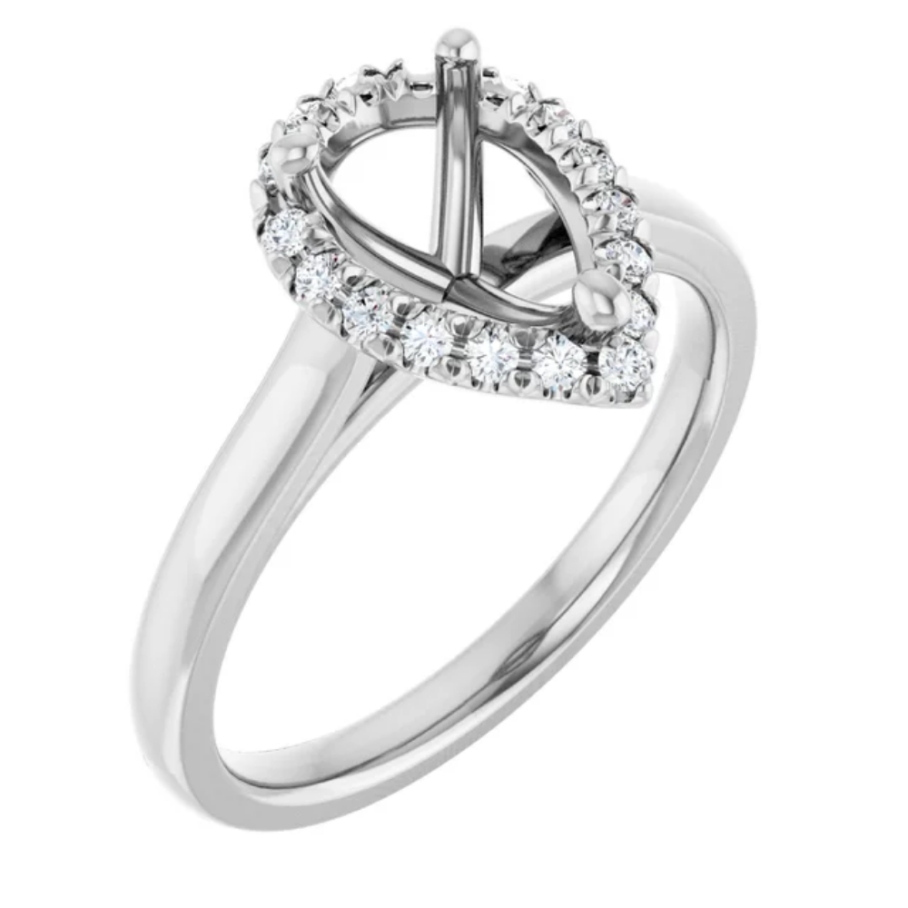 'Estelle' Pear Halo Ring