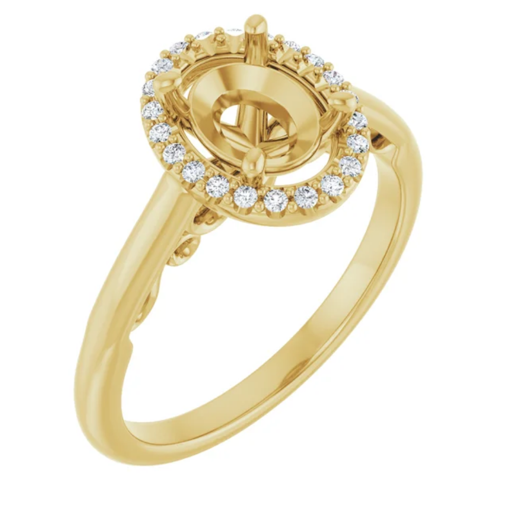 'Amara' Oval Halo Ring