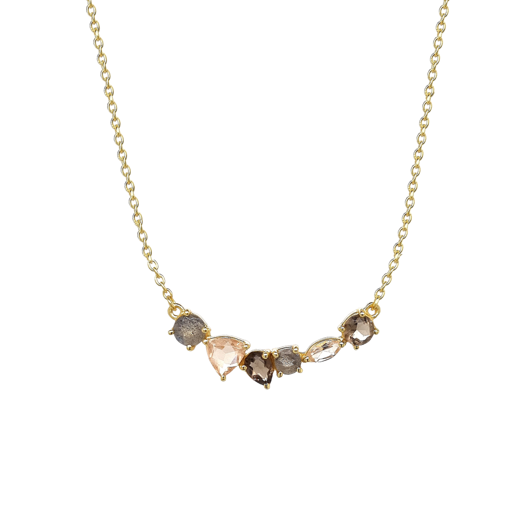 Gold Plated 'Amalthea' Mixed Stone Necklace