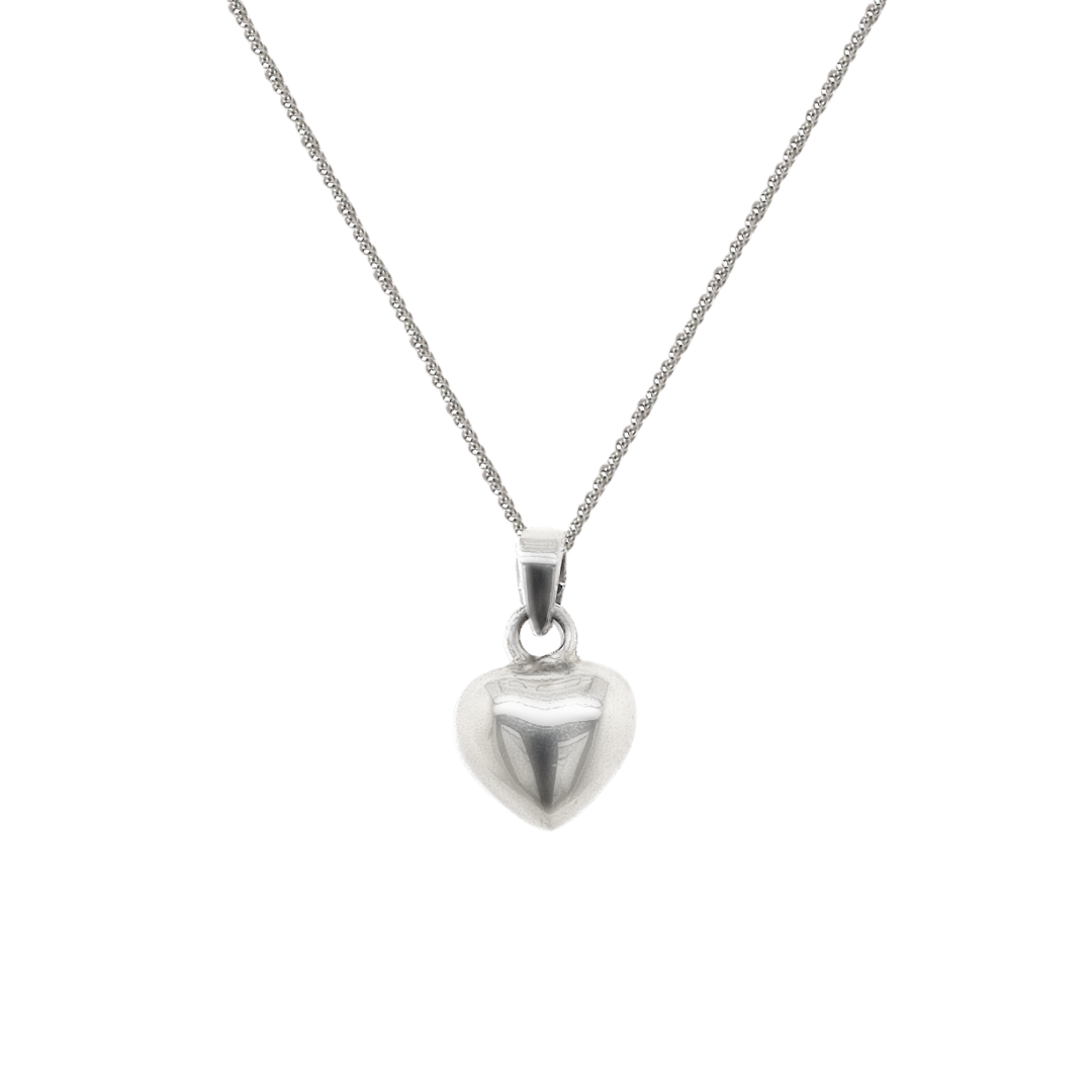 Sterling Silver Petite Puff Heart Necklace