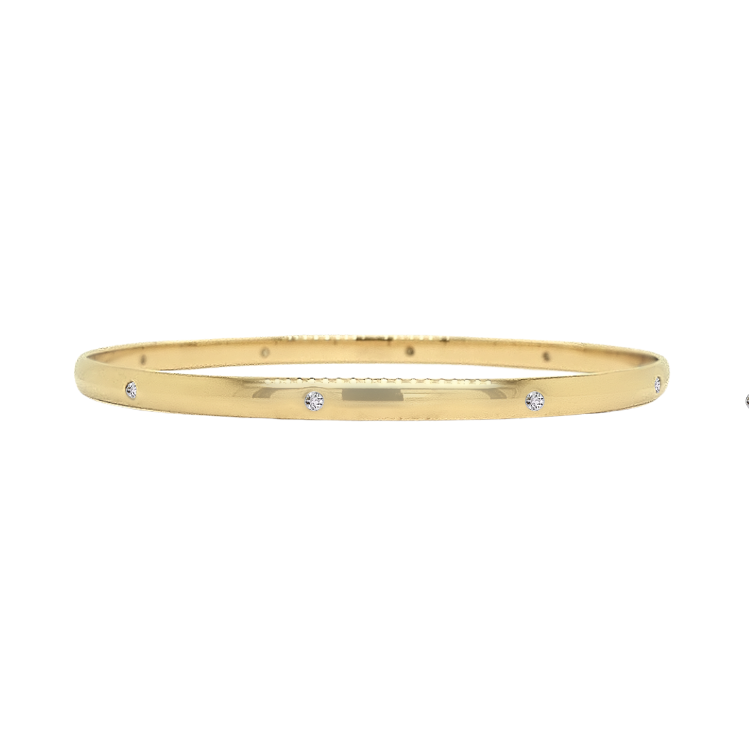 9k Yellow Gold Diamond Set Bangle