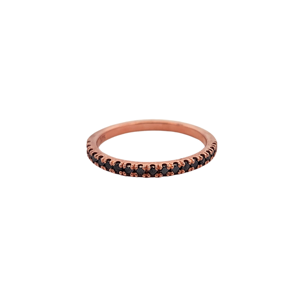 9k Rose Gold & Black Diamond Band