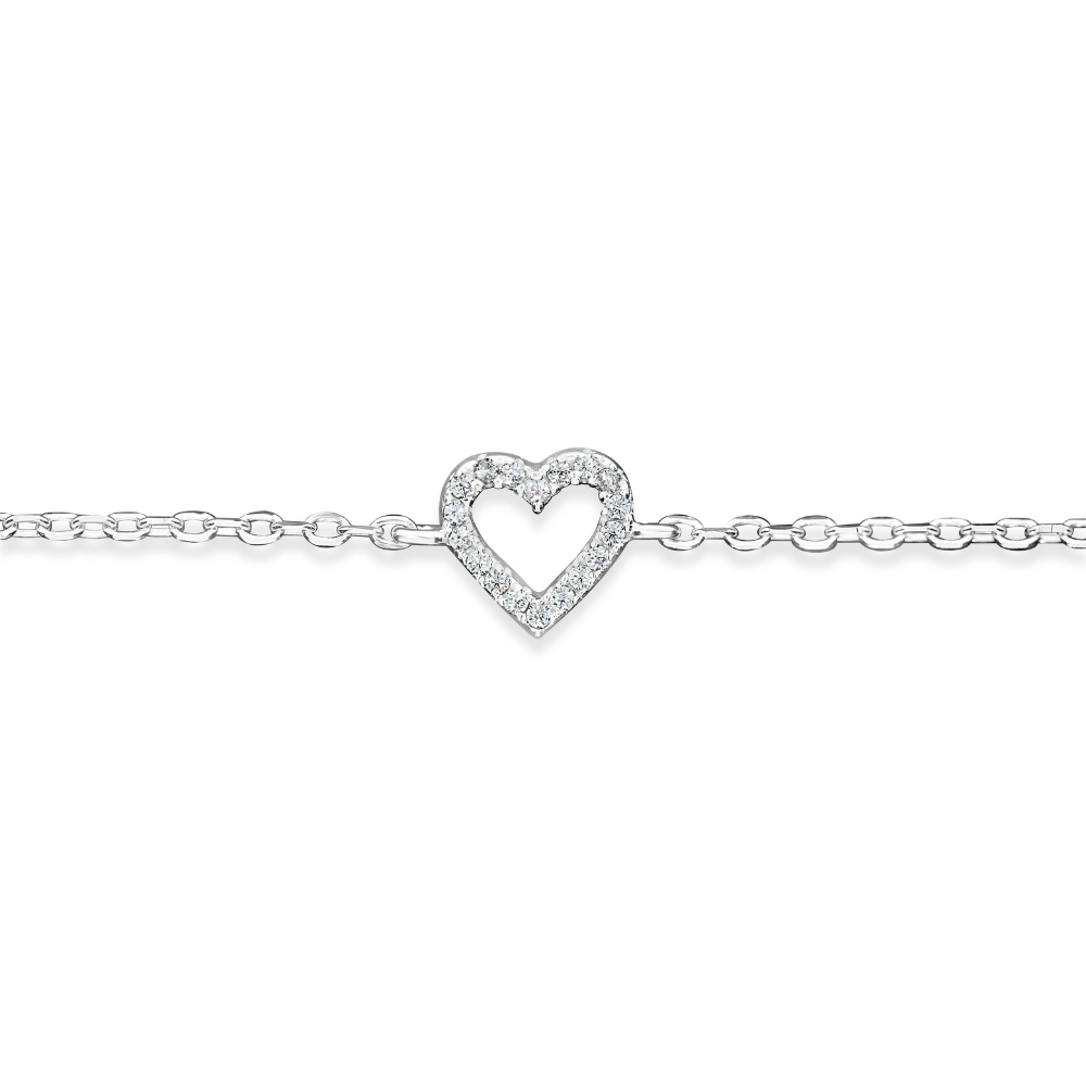 Sterling Silver CZ Micro Heart Bracelet