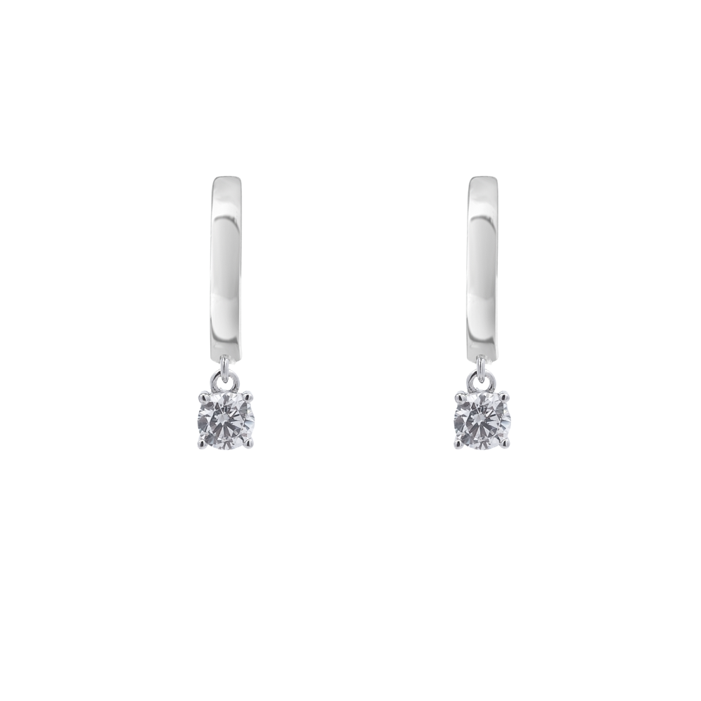 Sterling Silver CZ Huggie Earrings