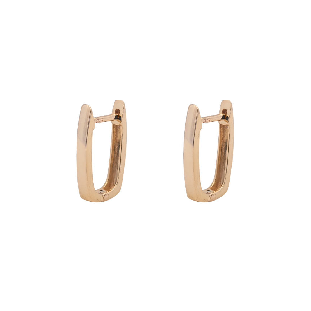 9k Yellow Gold Oblong Hoop Earrings