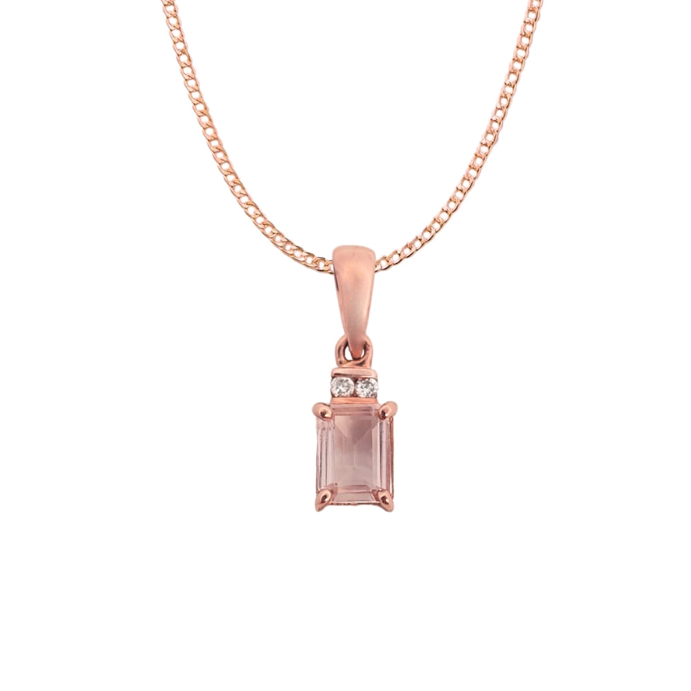 9k Rose Gold Morganite & Diamond Pendant