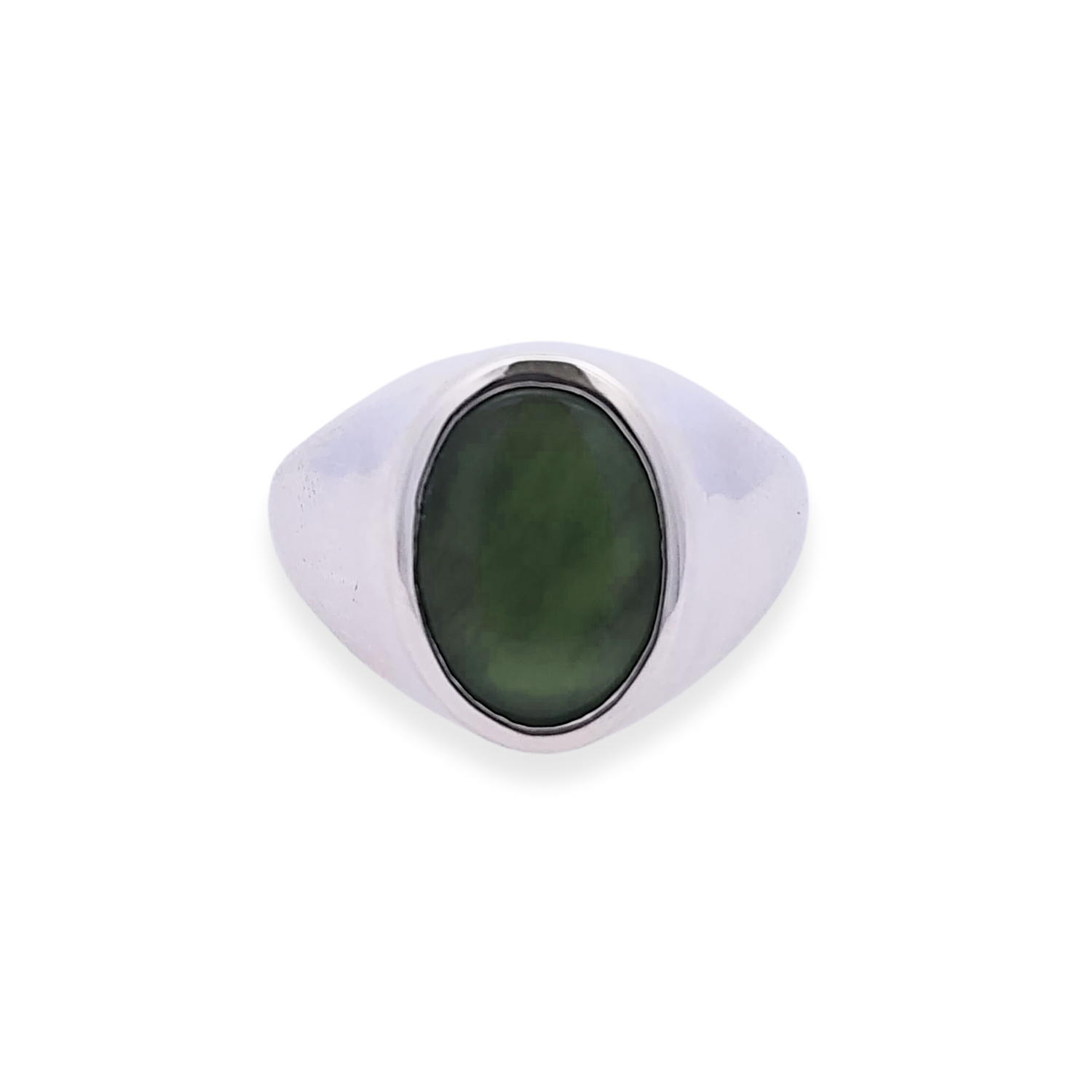 Sterling Silver Greenstone Signet Ring