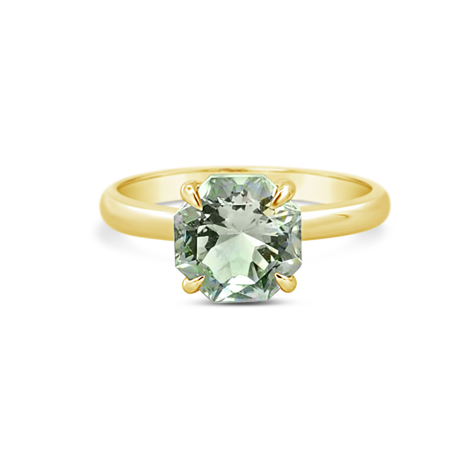 9k Yellow Gold Green Amethyst Ring