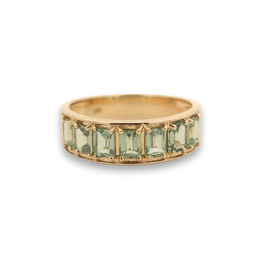 9k Yellow Gold Green Sapphire Band