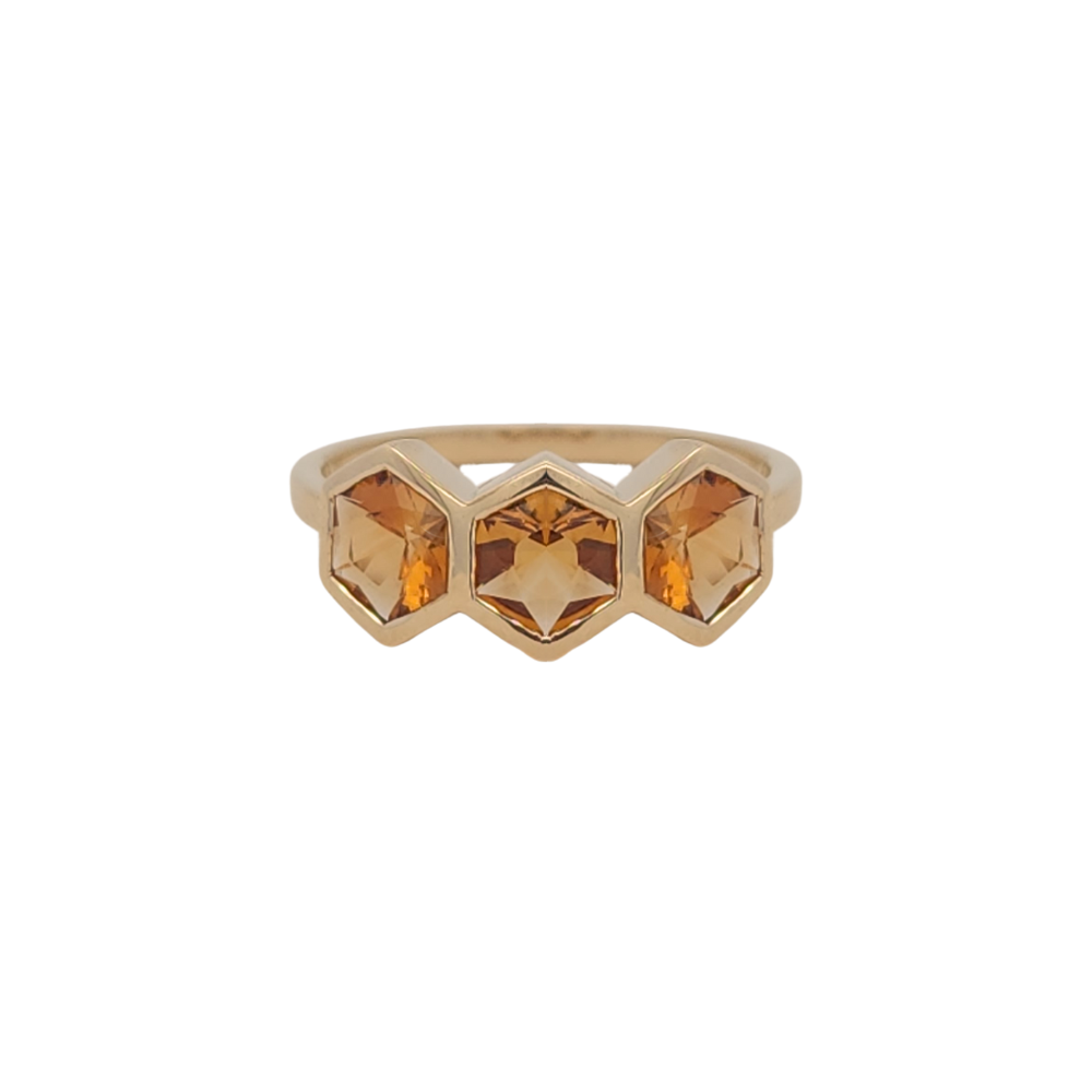 9k Yellow Gold Citrine Honeycomb Ring