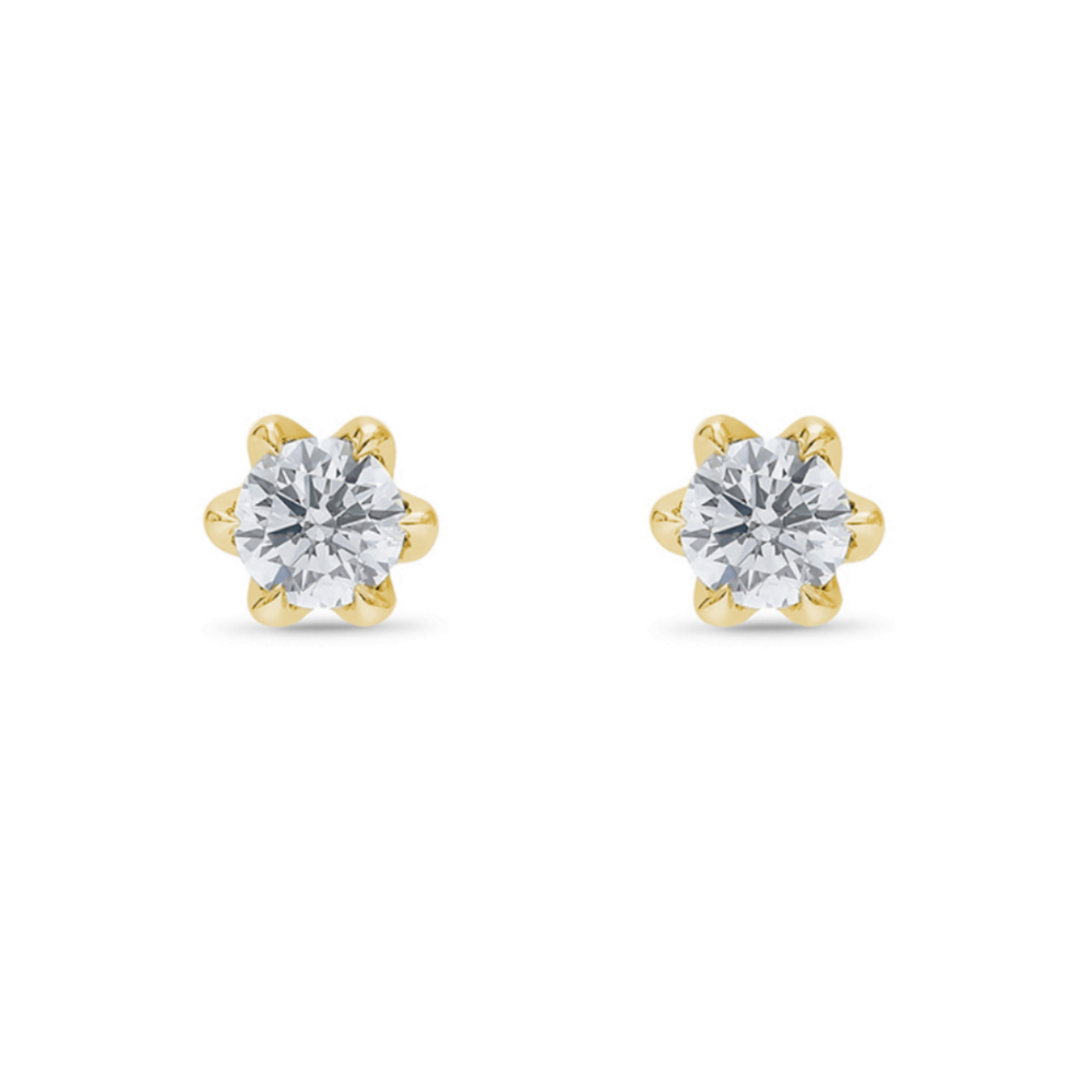 9k Yellow Gold 'Fleur' 1.00ct Lab Diamond Stud Earrings