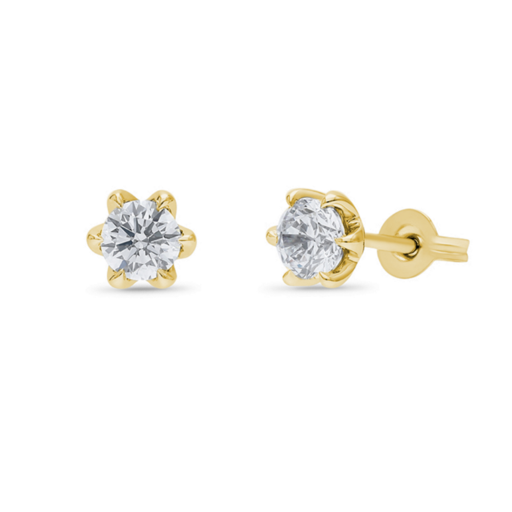 9k Yellow Gold 'Fleur' 1.00ct Lab Diamond Stud Earrings